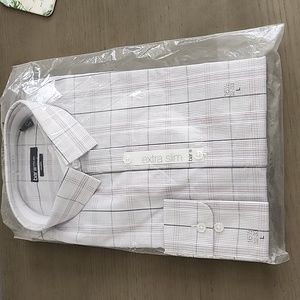 Bar iii stretch extra slim shirt in gray and white pattern